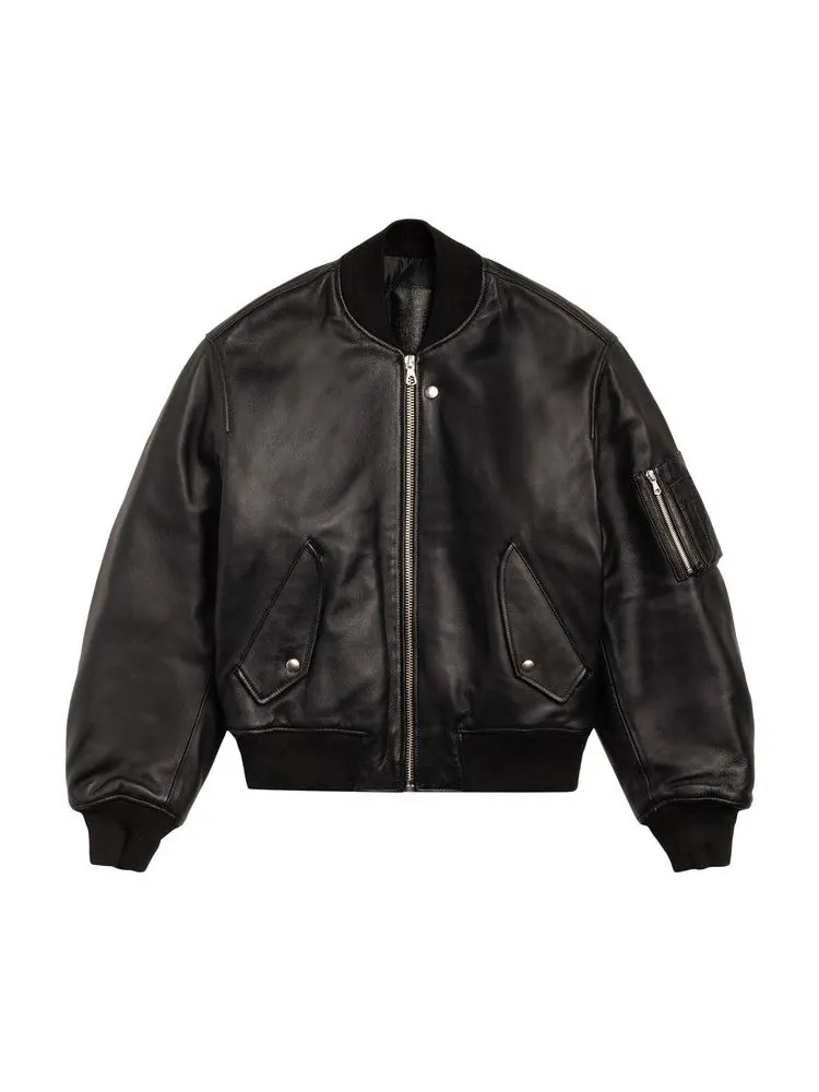 Куртка Stussy Leather Built Bomber 'Black' — изображение 1 из 2, черный