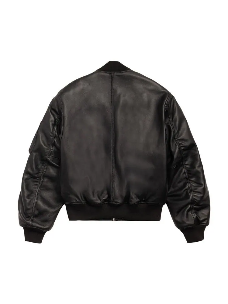Куртка Stussy Leather Built Bomber 'Black' — изображение 2 из 2, черный