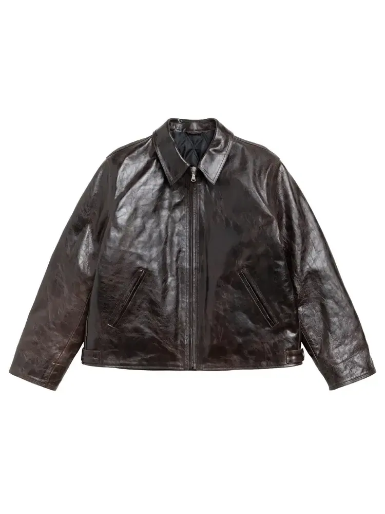 Кожаная куртка Stussy Garage Jacket — изображение 1 из 2, коричневый