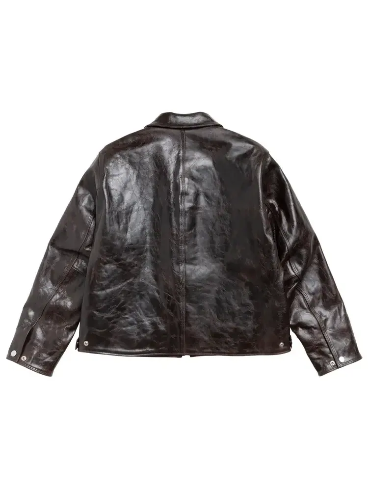 Кожаная куртка Stussy Garage Jacket — изображение 2 из 2, коричневый