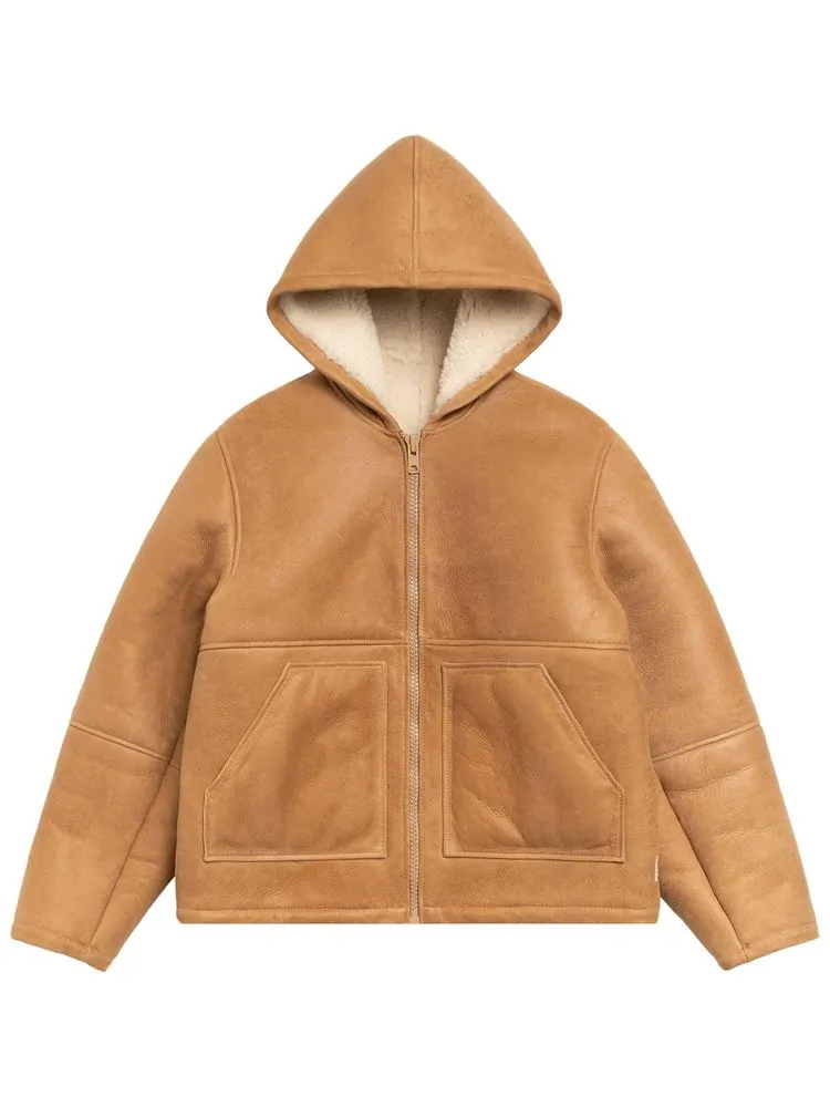 Куртка Stussy с капюшоном и меховой подкладкой — изображение 1 из 2, бежевый