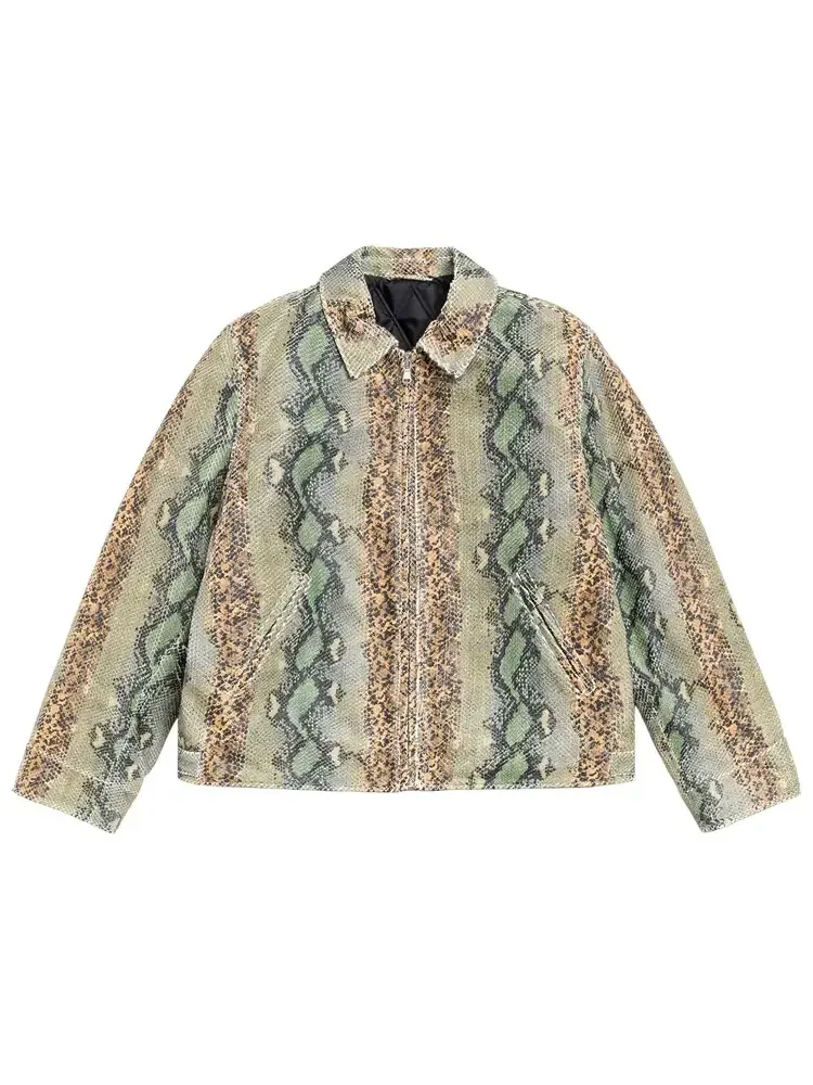 Куртка Stussy Garage из кожи с рисунком «змеиная кожа»