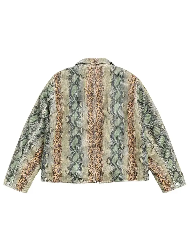 Куртка Stussy Garage из кожи с рисунком «змеиная кожа» — изображение 2 из 2, мульти