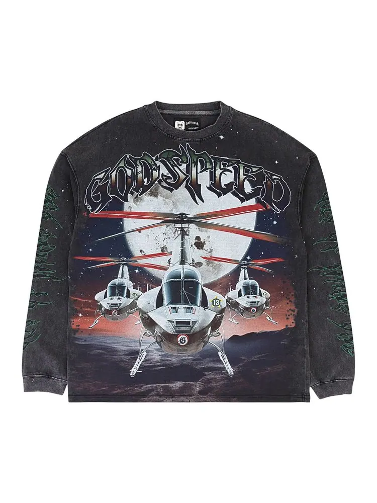 Футболка Godspeed Air Strike Long-Sleeve T-Shirt 'Grey Wash' — изображение 1 из 3, серый
