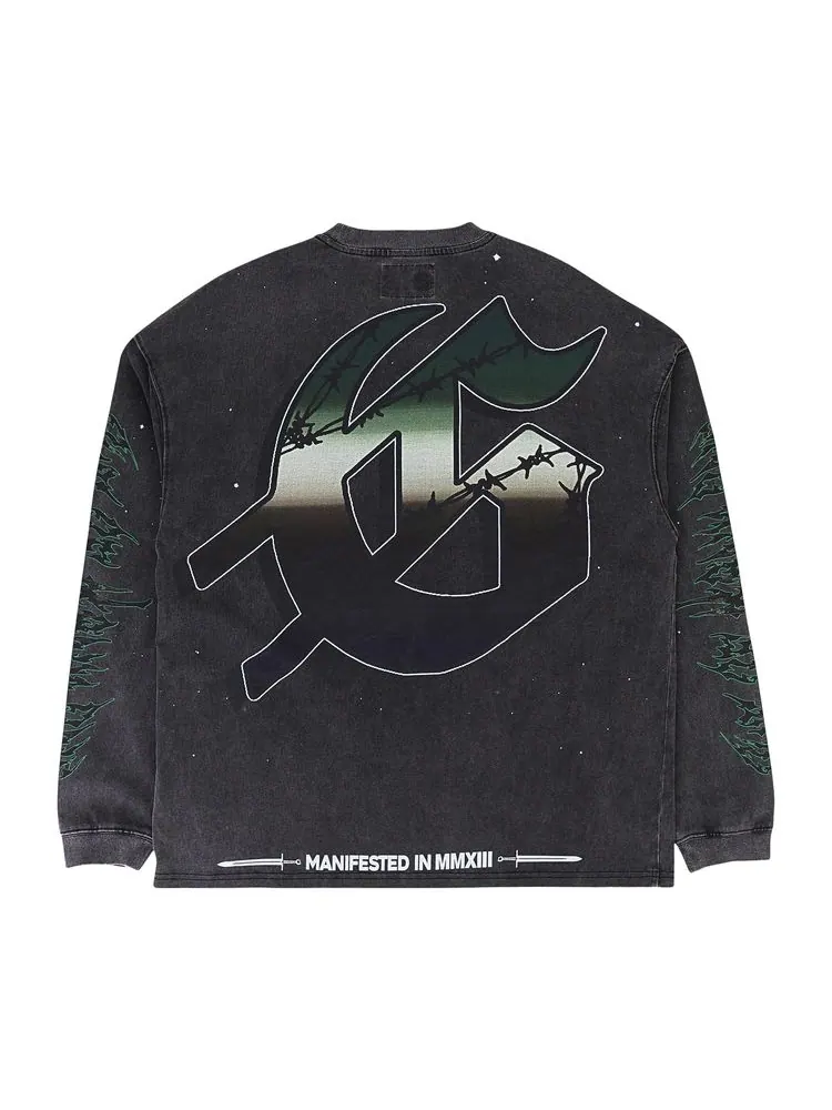 Футболка Godspeed Air Strike Long-Sleeve T-Shirt 'Grey Wash' — изображение 2 из 3, серый