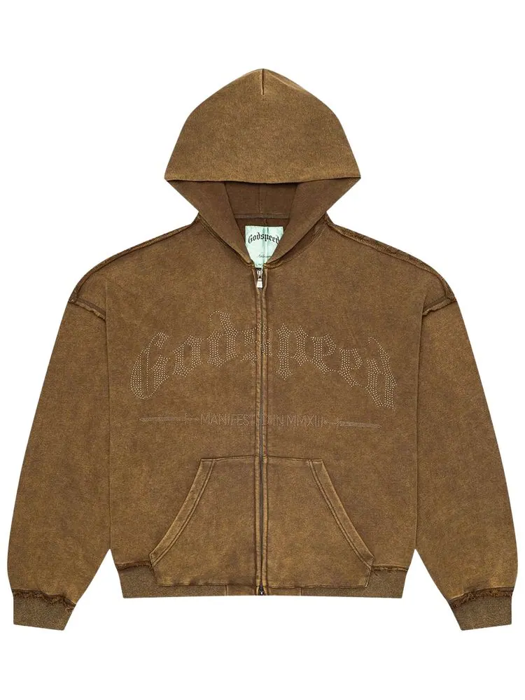 Худи Godspeed Studded OG Logo Zip Up Hoodie — изображение 1 из 2, коричневый