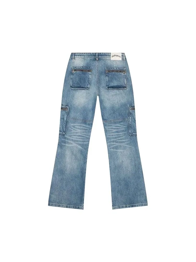 Брюки Godspeed Double Pocket Flared Cargo Denim — изображение 2 из 3, синий