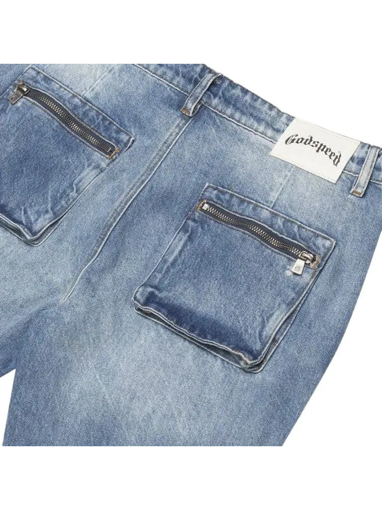 Брюки Godspeed Double Pocket Flared Cargo Denim — изображение 3 из 3, синий