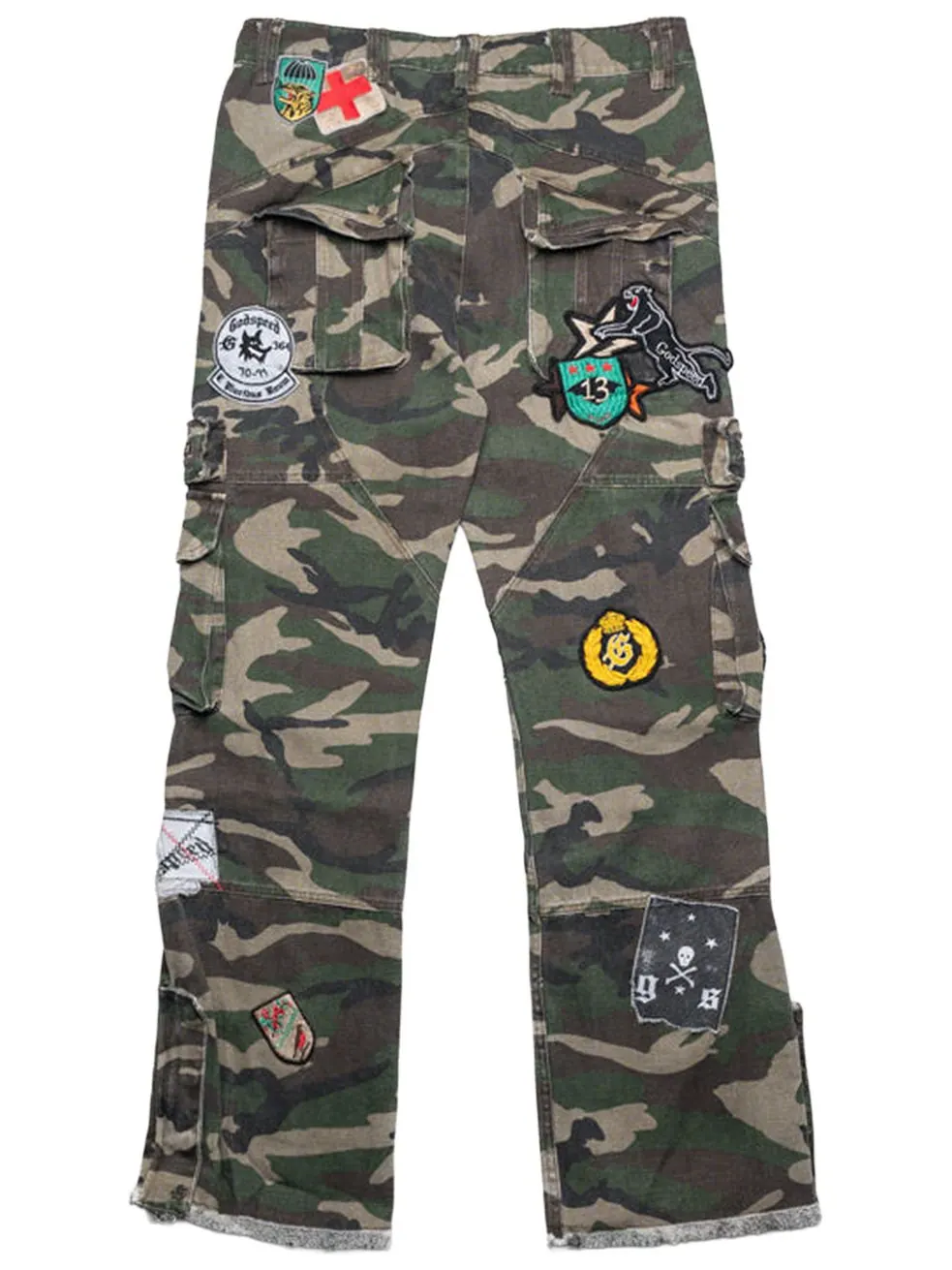 Расклешенные брюки-карго Godspeed Patchwork в камуфляжной расцветке — изображение 2 из 2, мульти