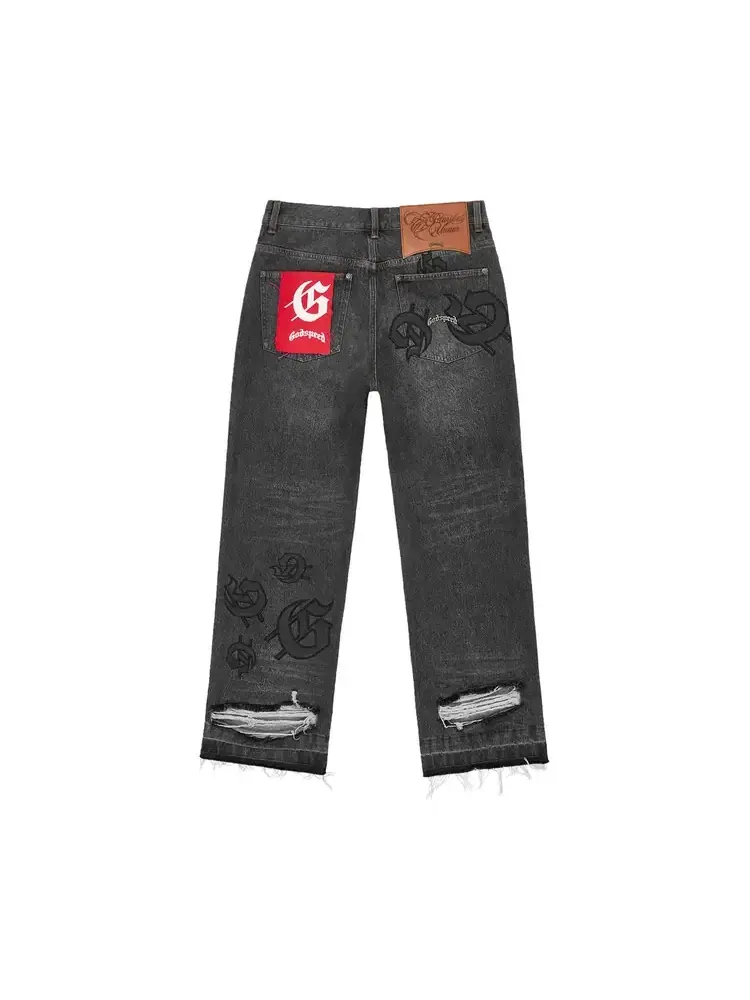 Джинсы подростковые Godspeed Scattered GS Logo Denim — изображение 2 из 2, черный