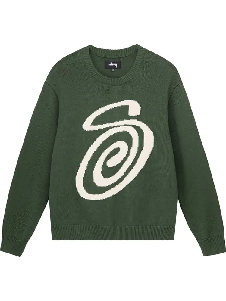 Свитер Stussy Curly S Sweater 'Green' — изображение 1 из 2, зеленый