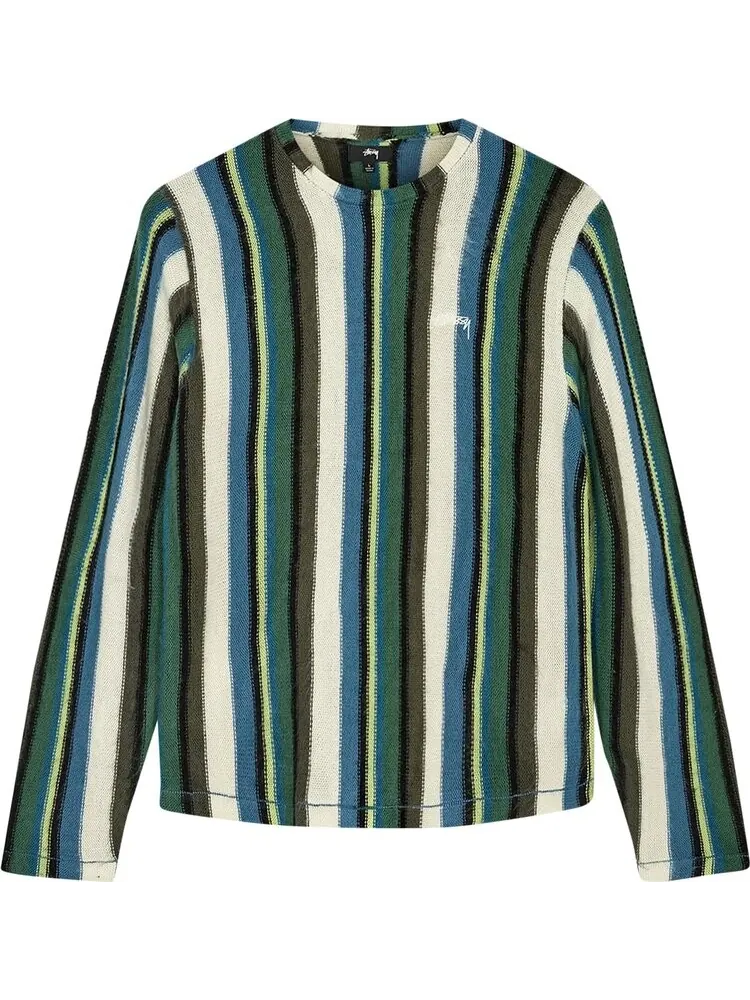 Толстовка Stussy Vertical Striped Knit Crew 'Green' — изображение 1 из 1, зеленый