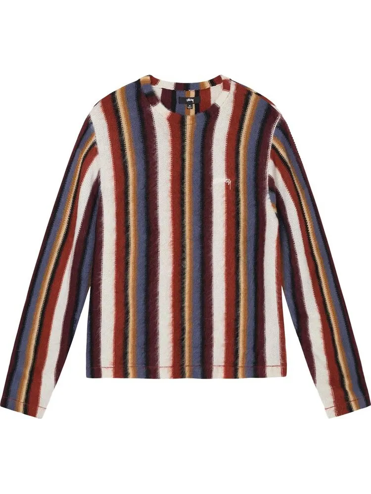 Толстовка Stussy Vertical Striped Knit Crew 'Rust' — изображение 1 из 2, оранжевый