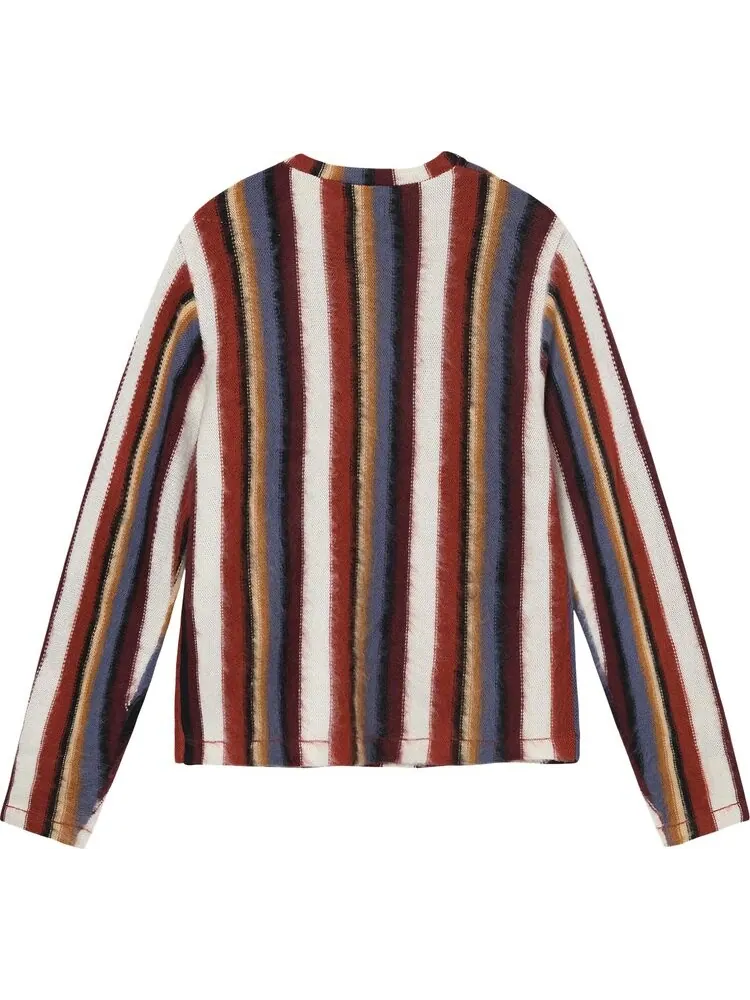 Толстовка Stussy Vertical Striped Knit Crew 'Rust' — изображение 2 из 2, оранжевый