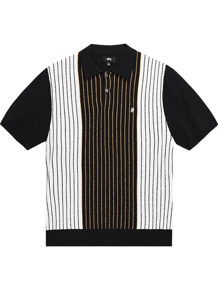 Свитер Stussy Textured Short-Sleeve Polo Sweater 'Black Stripe' — изображение 1 из 2, мульти