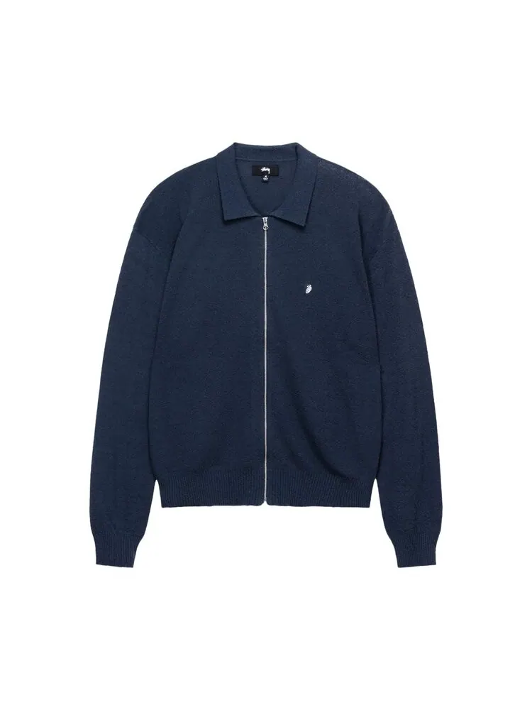 Поло Stussy Light Weight Long-Sleeve Zip 'Navy' — изображение 1 из 2, синий