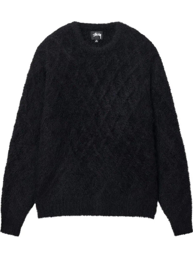 Свитер Stussy Fuzzy Lattice Crew 'Black' — изображение 1 из 2, черный