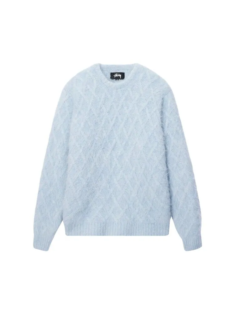 Свитер Stussy Fuzzy Lattice Crew 'Ice' — изображение 1 из 2, синий
