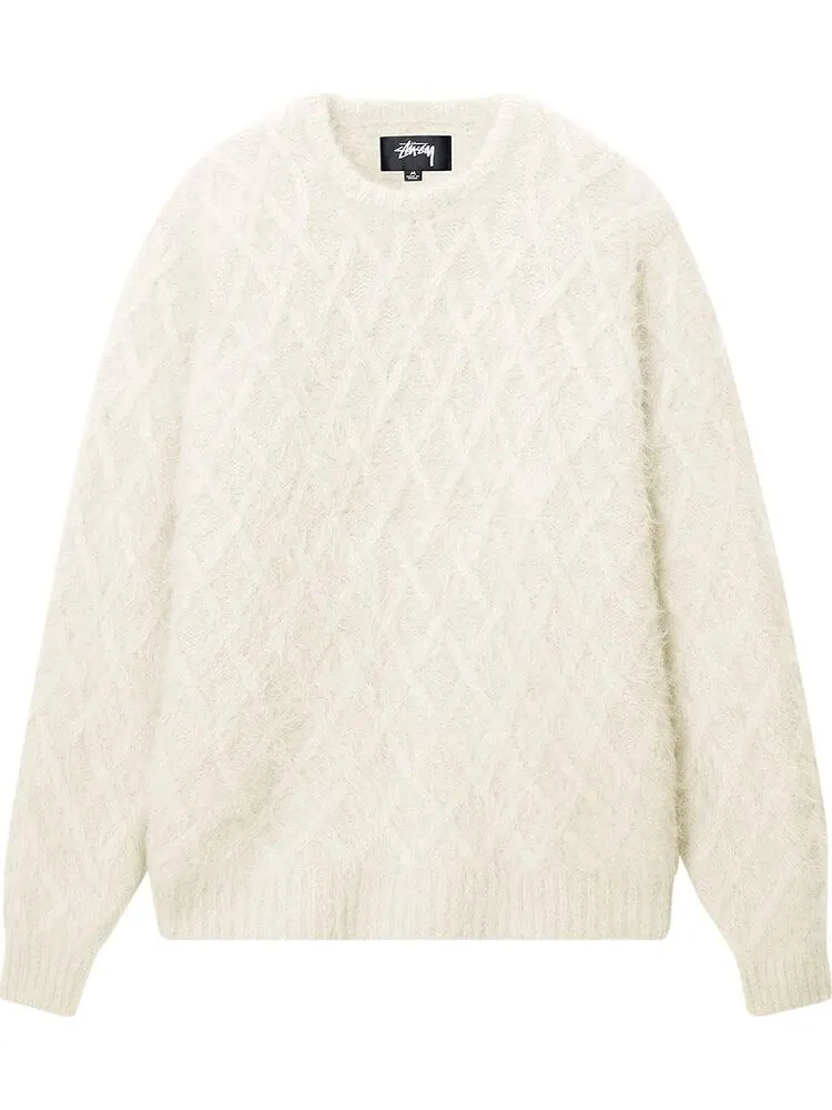 Свитер Stussy Fuzzy Lattice Crew 'Ivory' — изображение 1 из 2, бежевый