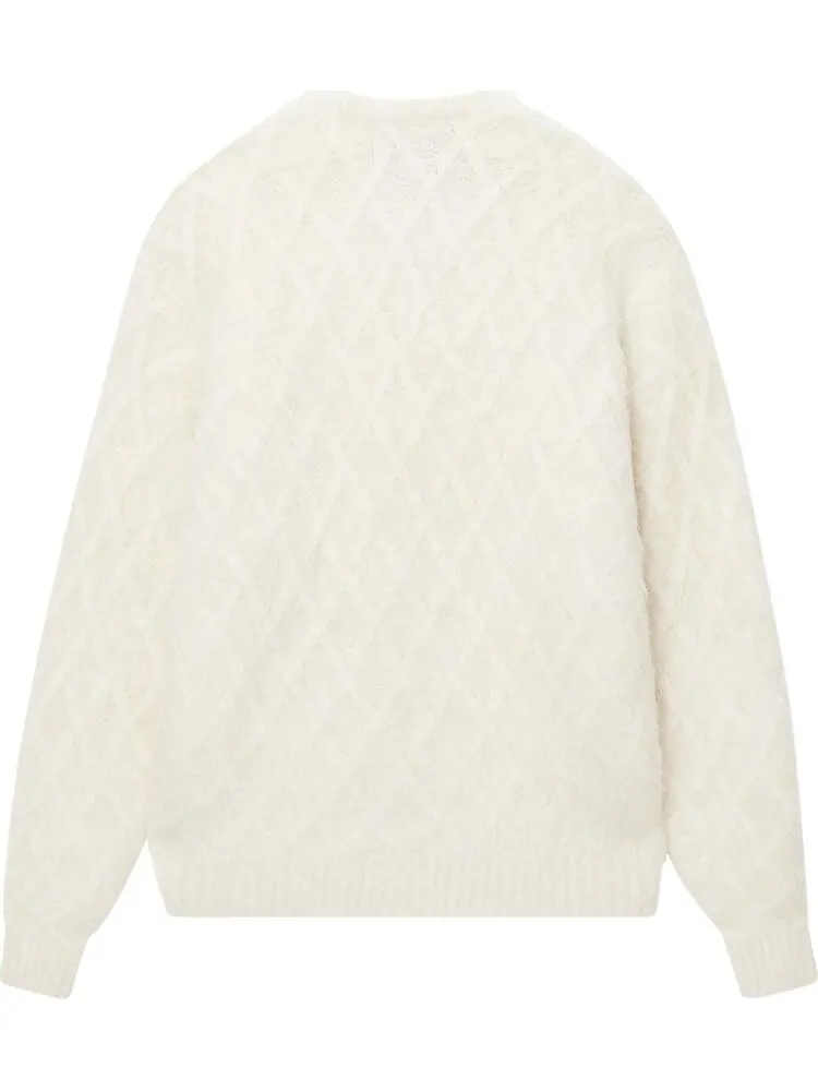 Свитер Stussy Fuzzy Lattice Crew 'Ivory' — изображение 2 из 2, бежевый
