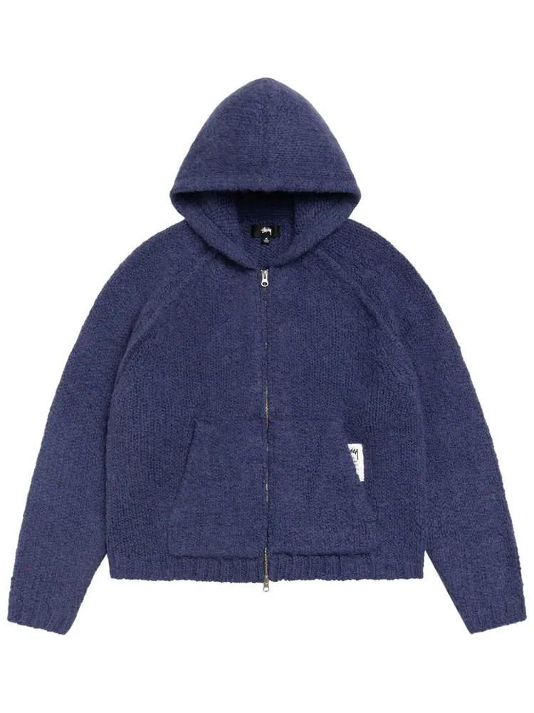 Толстовка Stussy Chunky Knit Zip Hoodie — изображение 1 из 2, синий