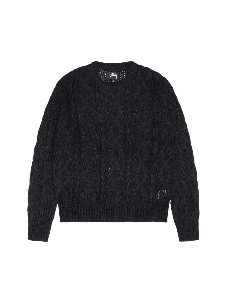 Свитер Stussy Cable Loose Knit Sweater — изображение 1 из 2, черный