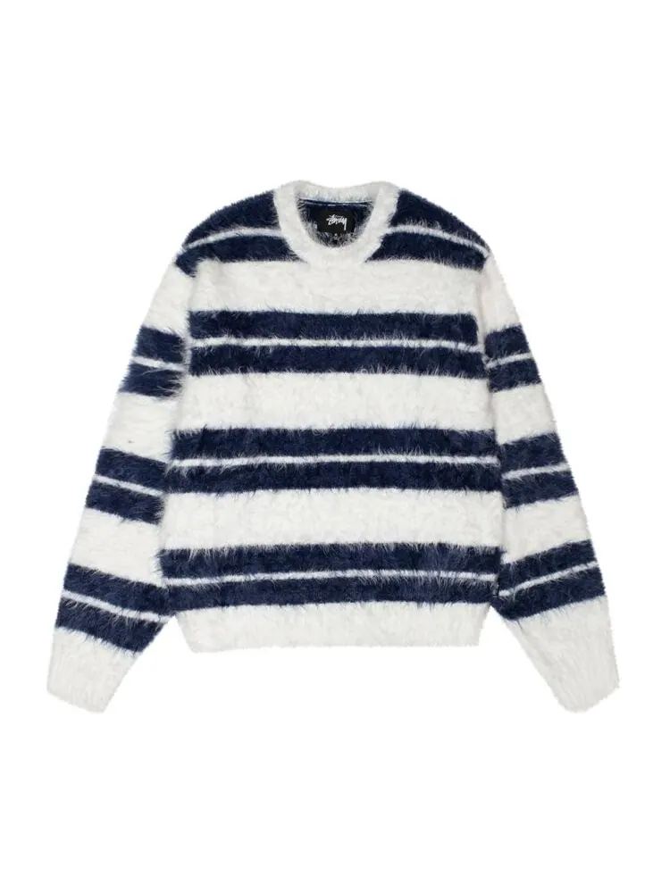 Свитер Stussy Hairy Stripe Crew 'Ivory/Navy' — изображение 1 из 2, белый