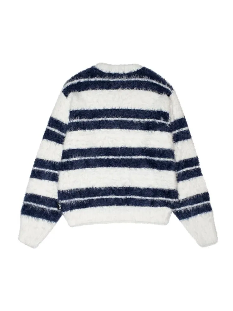Свитер Stussy Hairy Stripe Crew 'Ivory/Navy' — изображение 2 из 2, белый