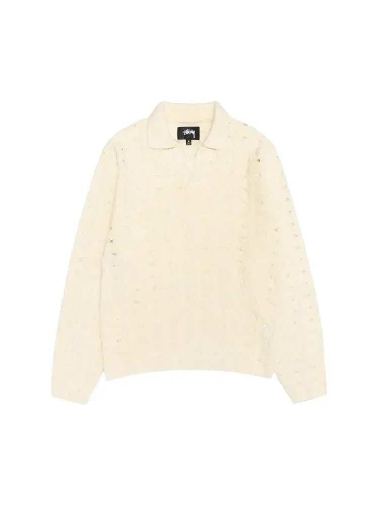 Вязаный свитер с открытым воротником Stussy — изображение 1 из 1, бежевый
