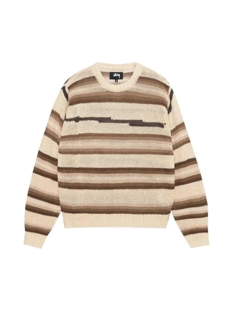 Свитер Stussy Tonal Stripe Linen Sweater — изображение 1 из 2, бежевый