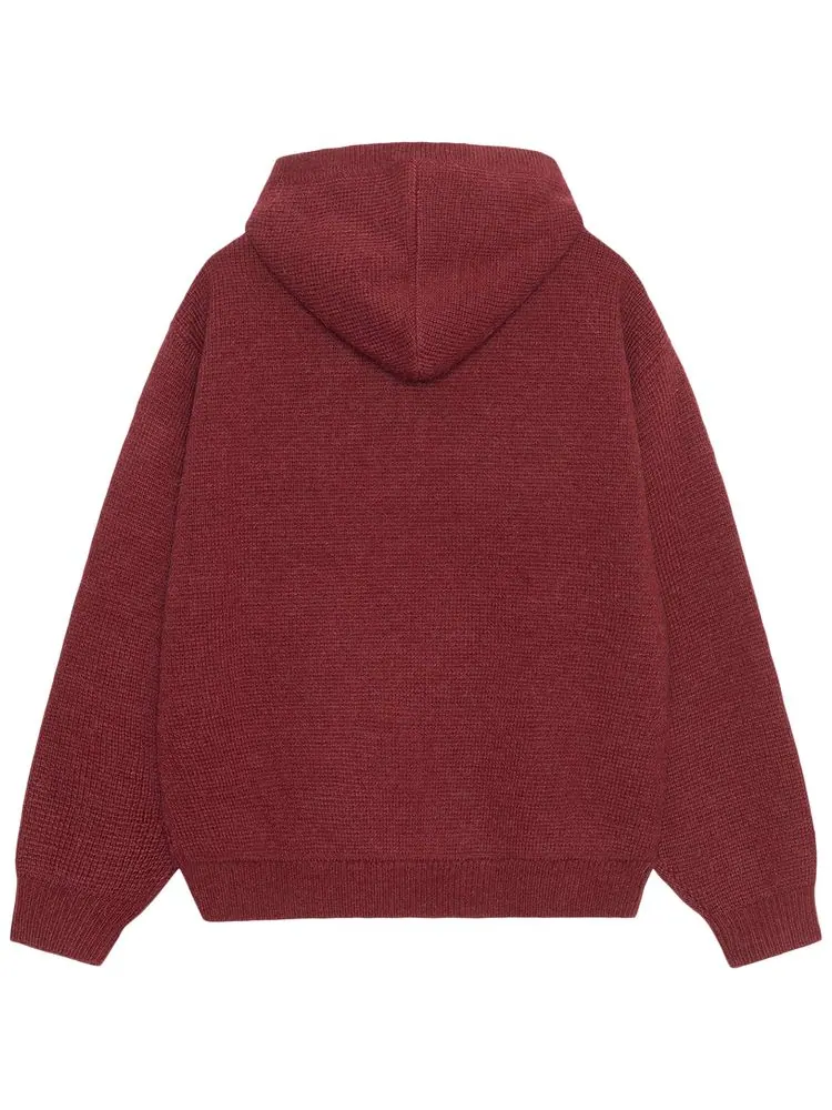 Худи Stussy Felt Patch Knit Hoodie 'Burgundy' — изображение 2 из 2, бордовый