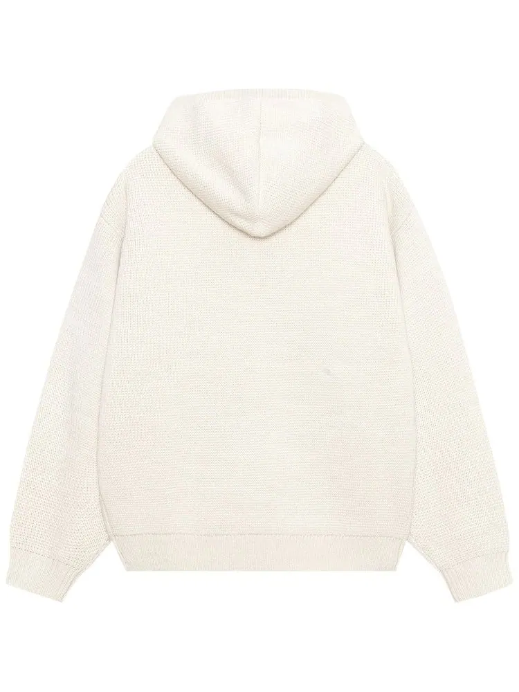 Худи Stussy Felt Patch Knit Hoodie 'Natural' — изображение 2 из 2, прозрачный