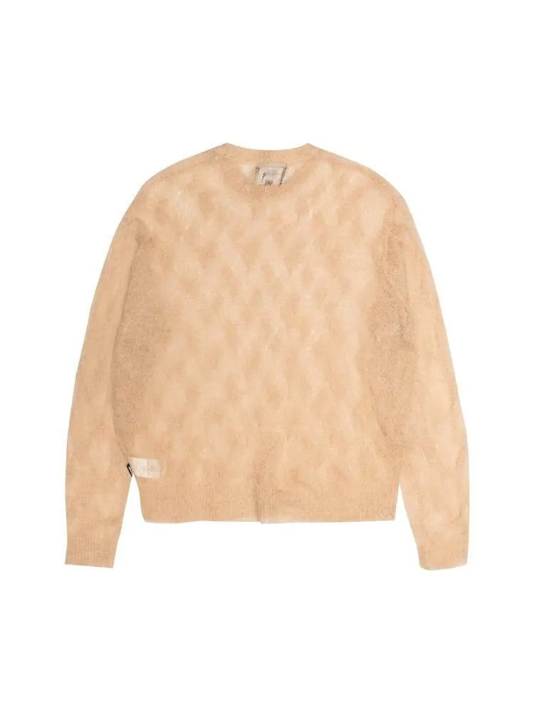 Свитер Stussy Loose Knit Cross Cable Sweater — изображение 2 из 2, бежевый