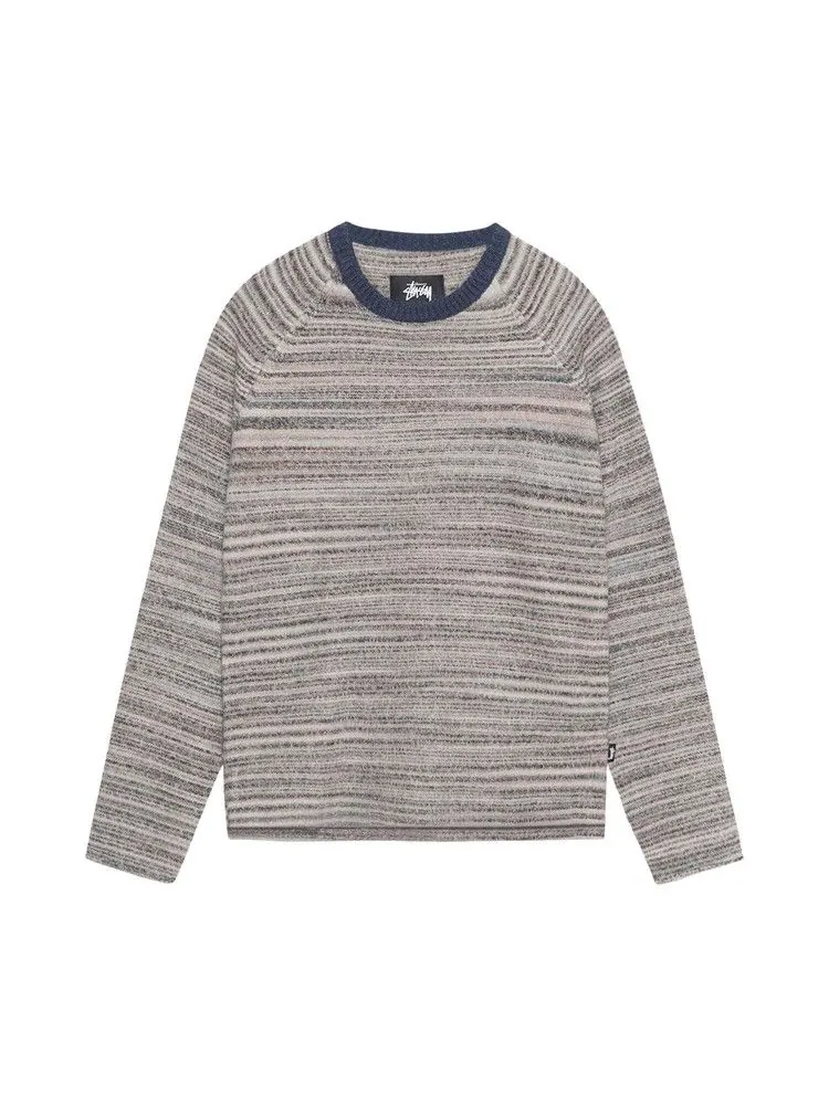 Свитер Stussy Textured Knit Contrast Collar Crew — изображение 1 из 2, серый мульти