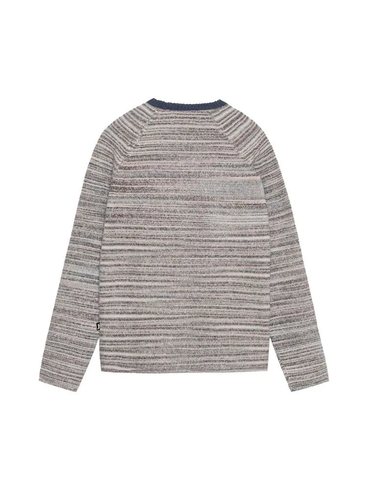 Свитер Stussy Textured Knit Contrast Collar Crew — изображение 2 из 2, серый мульти