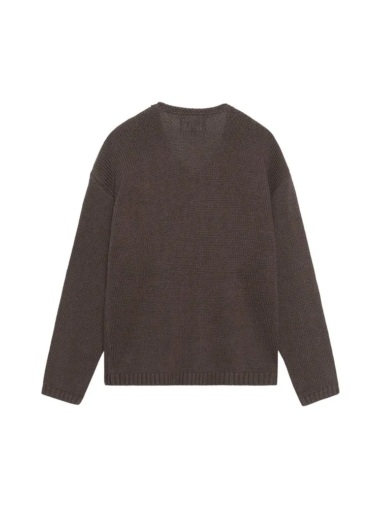 Свитер Stussy Embroidered V Neck Logo Sweater Brown — изображение 2 из 2, коричневый