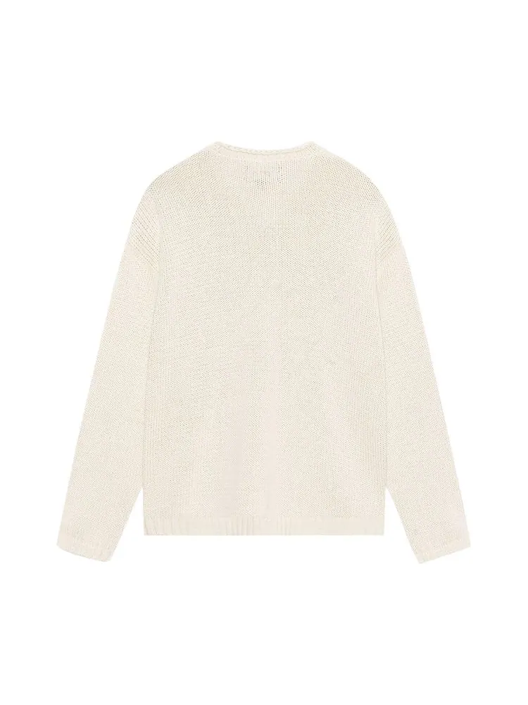 Свитер Stussy Embroidered V Neck Logo Sweater Natural — изображение 2 из 2, кремовый