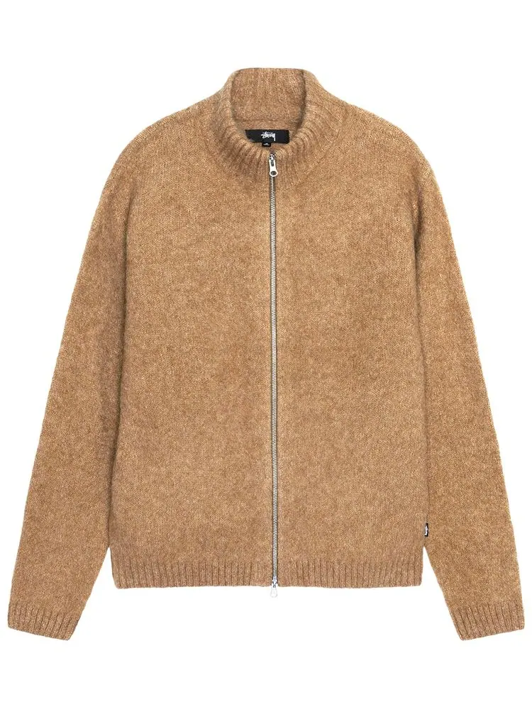 Свитер Stussy Full Zip Brushed Merino Sweater 'Camel' — изображение 1 из 2, верблюжий