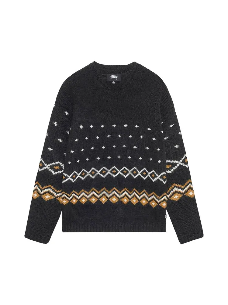Свитер Stussy Roll Neck Fairisle Sweater 'Charcoal' — изображение 1 из 2, темно-серый