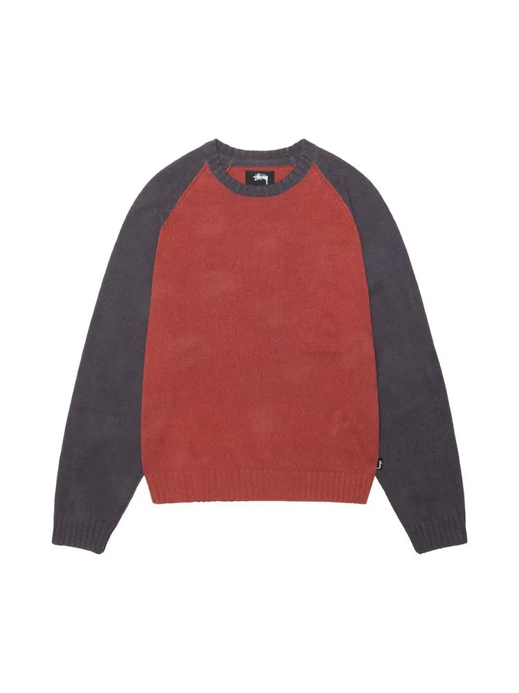 Свитер Stussy Colorblocked Raglan Knit Crew — изображение 1 из 2, кирпич