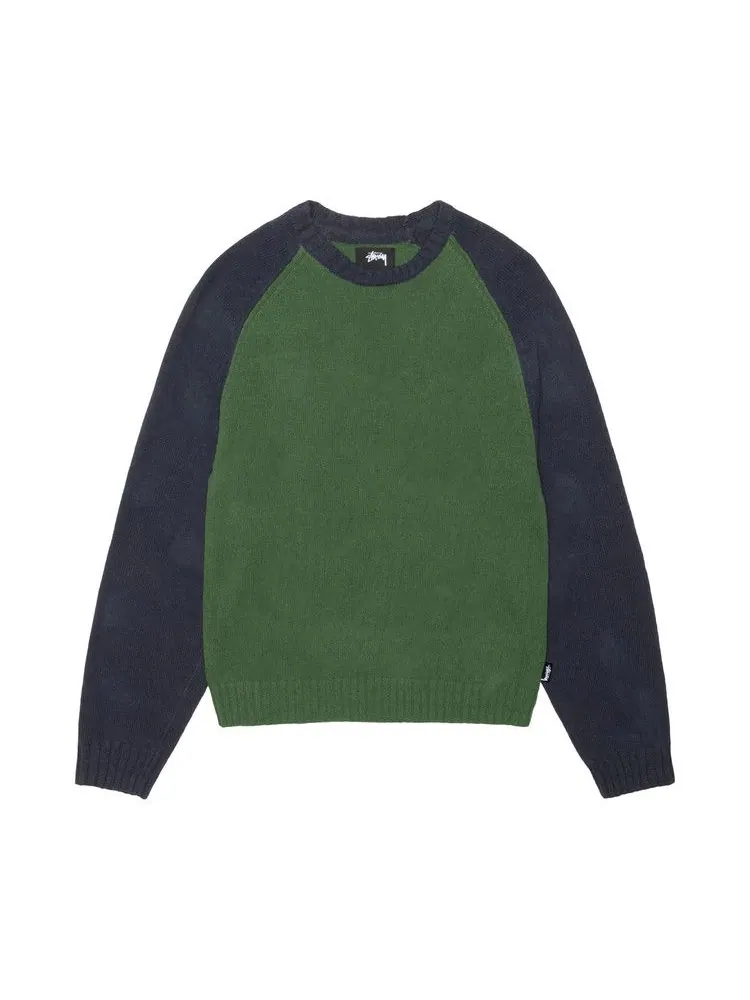 Свитер Stussy Colorblocked Raglan Knit Crew — изображение 1 из 2, зеленый