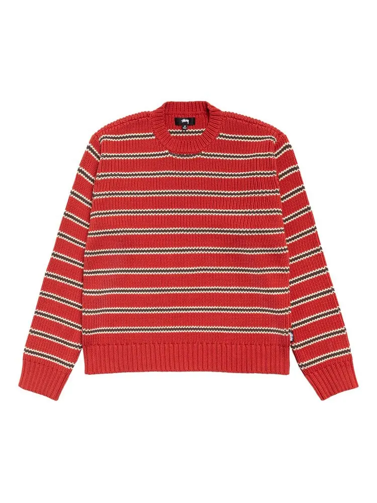 Топ Stussy Stripe Knit Crew 'Brick' — изображение 1 из 2, красный