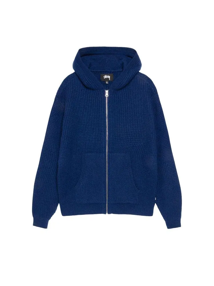 Худи Stussy Waffle Cashmere Zip Hoodie — изображение 1 из 2, темно-синий