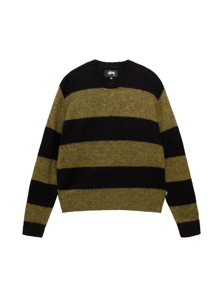Свитер Stussy Big Stripe Crew — изображение 1 из 2, темный оливковый