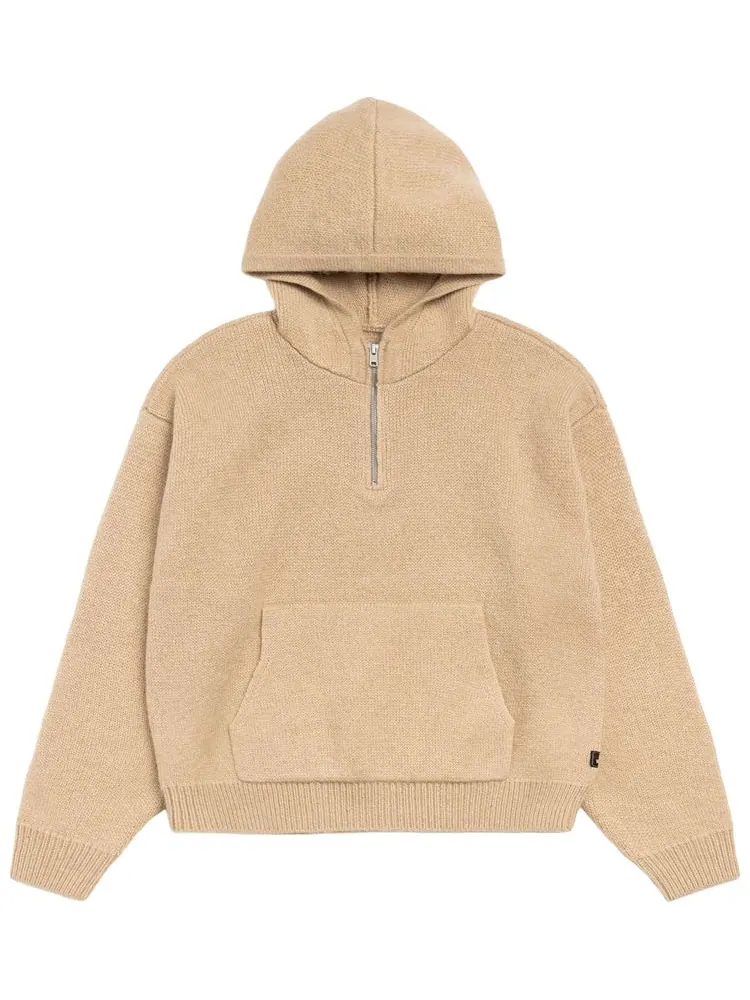 Худи Stussy Quarter Zip Knit Hoodie — изображение 1 из 2, бежевый