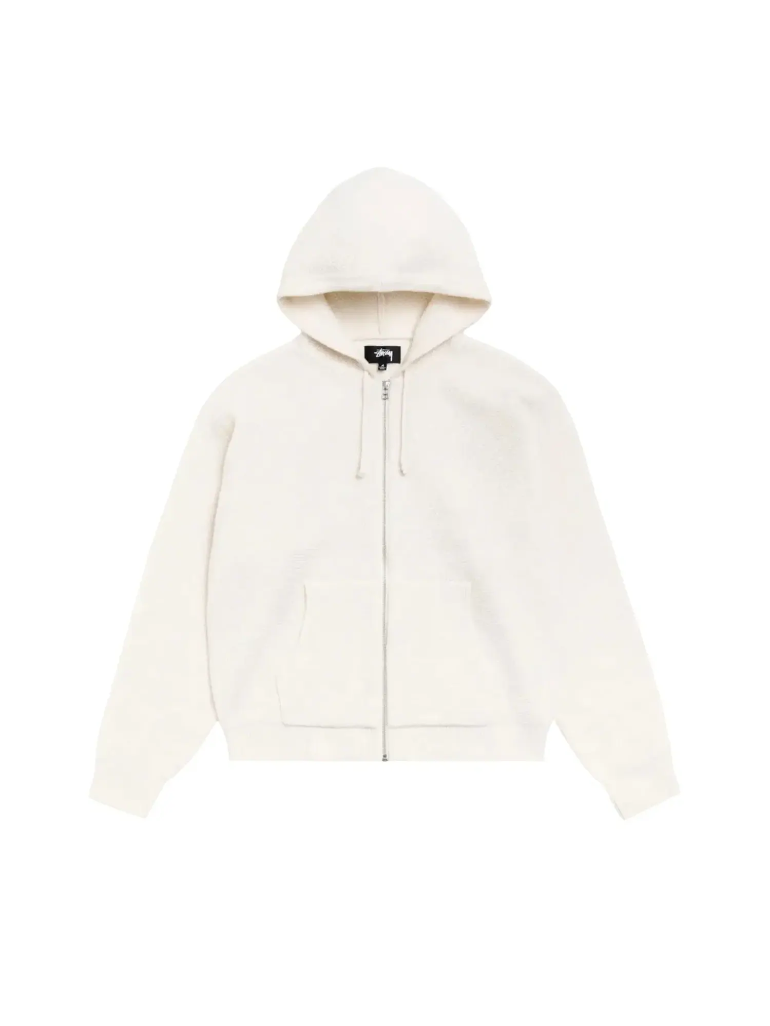 Свитер Stussy с текстурированной застежкой-молнией и капюшоном — изображение 1 из 2, кость