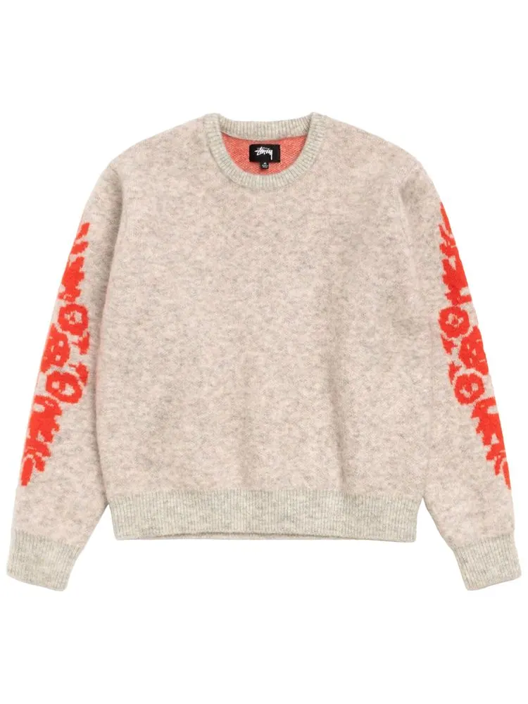 Свитер Stussy из мохера с цветочным принтом — изображение 1 из 2, серый