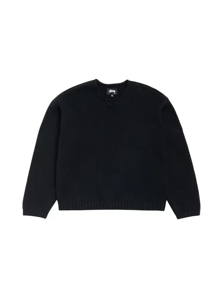 Свитер Stussy с V-образным вырезом — изображение 1 из 2, черный