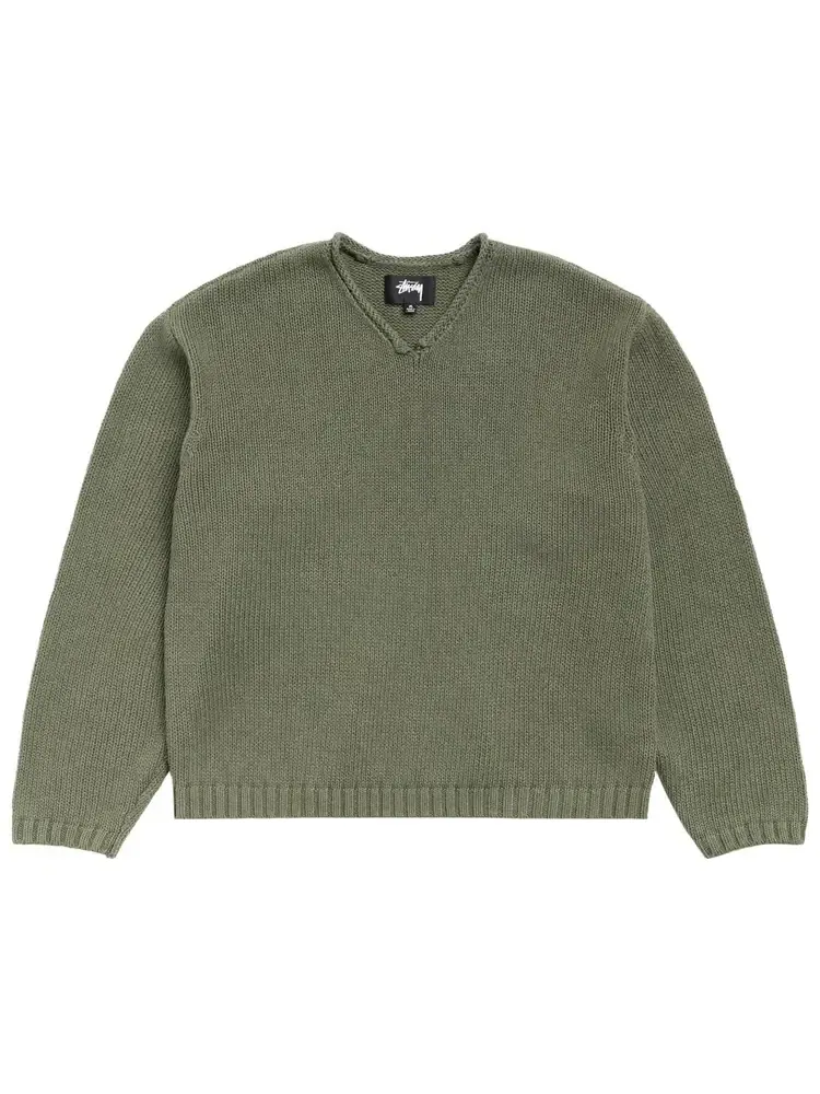 Свитер Stussy с V-образным вырезом — изображение 1 из 2, оливковый