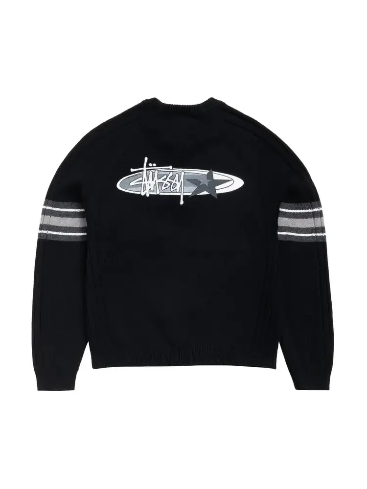 Футболка-реглан Stussy в полоску — изображение 2 из 2, черный